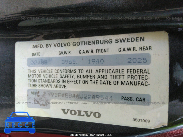 1988 VOLVO 740 GLE YV1FX8846J2249544 image 8