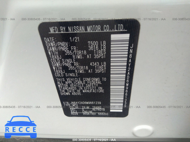 2021 NISSAN ARMADA SV JN8AY2AD6M9661239 image 8