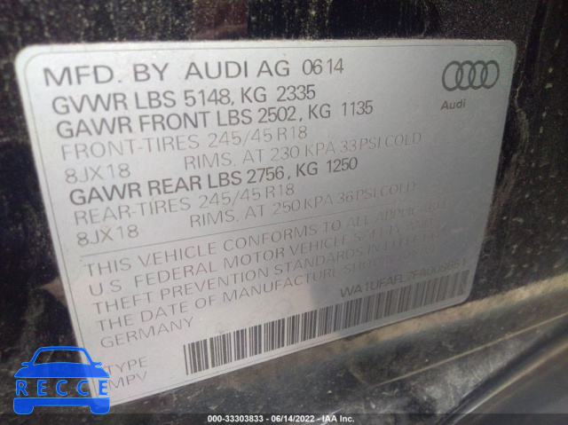 2015 AUDI ALLROAD PREMIUM PLUS WA1UFAFL7FA008651 image 8