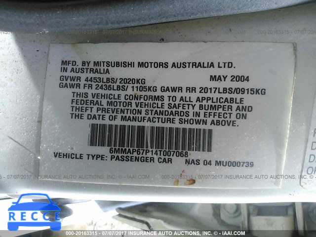2004 MITSUBISHI DIAMANTE LS 6MMAP67P14T007068 image 8
