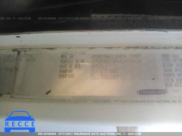2000 FREIGHTLINER CONVENTIONAL FLD120 1FUYDCYB9YLH19834 image 9