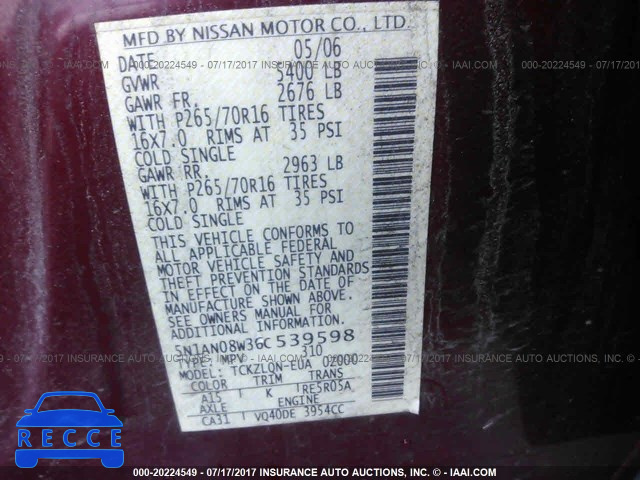 2006 NISSAN XTERRA OFF ROAD/S/SE 5N1AN08W36C539598 image 8