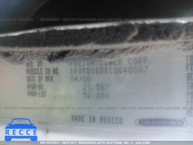 2001 FREIGHTLINER FLD FLD120 1FUYDSEBX1DG40087 image 9
