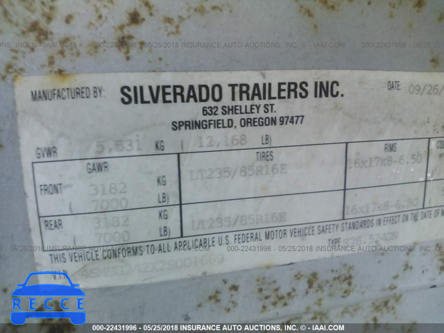2002 SILVERADO LIVESTOCK TRAILER 4SMSG242X2S001669 image 8