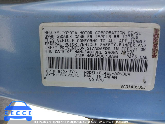 1991 TOYOTA TERCEL STD JT2EL46B6M0076866 image 8