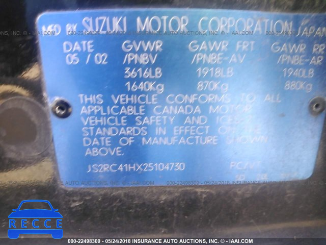 2002 SUZUKI AERIO SX JS2RC41HX25104730 image 8