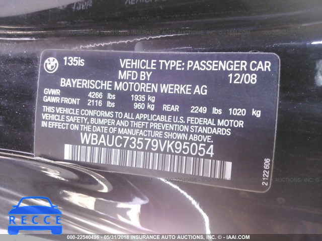 2009 BMW 135 I WBAUC73579VK95054 зображення 8