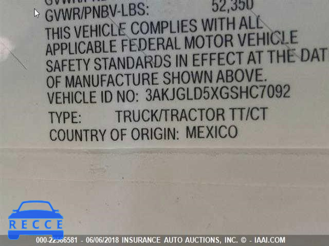 2016 FREIGHTLINER CASCADIA 125 3AKJGLD5XGSHC7092 image 7