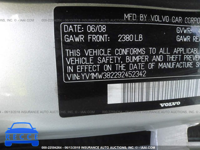 2009 VOLVO V50 2.4I YV1MW382292452342 image 8