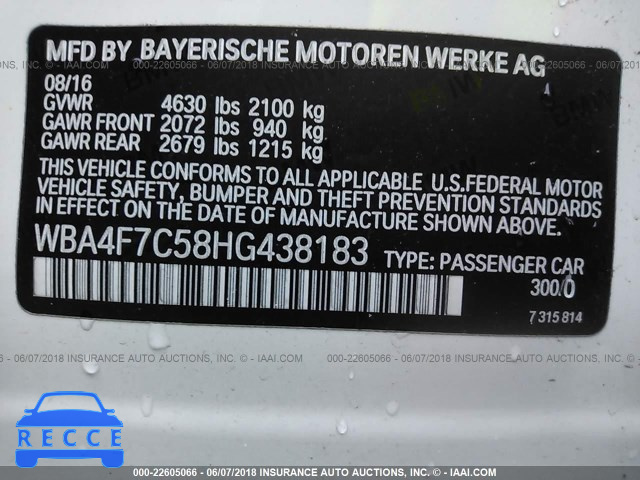 2017 BMW 430I GRAN COUPE WBA4F7C58HG438183 image 8