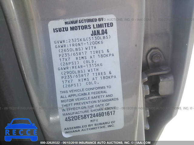 2004 ISUZU AXIOM XS 4S2DE58Y244601617 Bild 8