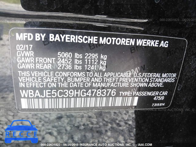 2017 BMW 540 I WBAJE5C39HG478376 зображення 8