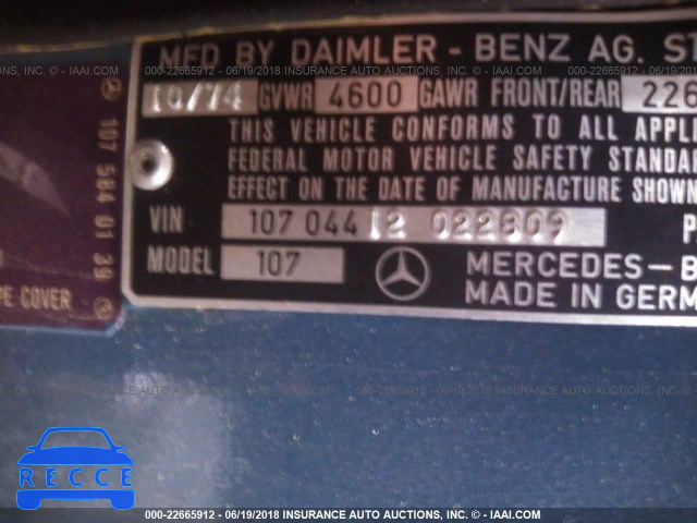 1975 MERCEDES BENZ 450SL 10704412022809 image 8