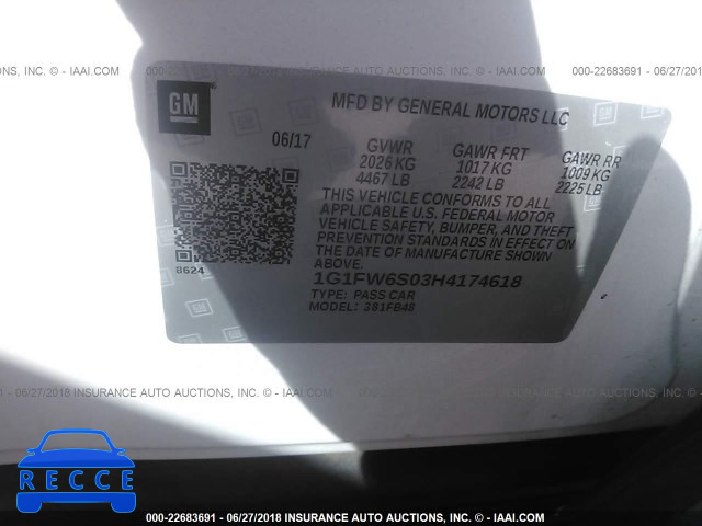 2017 CHEVROLET BOLT EV LT 1G1FW6S03H4174618 image 8