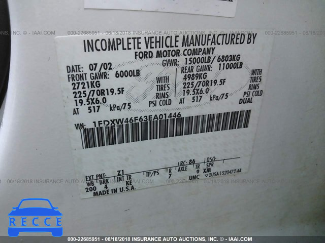 2003 FORD F450 SUPER DUTY 1FDXW46F63EA01446 image 8