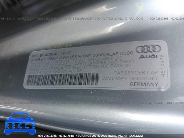 2008 AUDI A8 4.2 QUATTRO WAULV94E18N004367 image 8