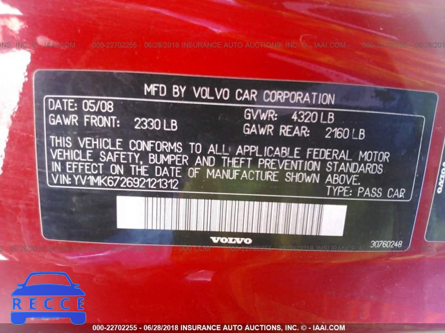 2009 VOLVO C30 T5 YV1MK672692121312 image 8