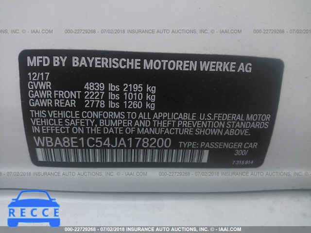 2018 BMW 330E WBA8E1C54JA178200 image 8