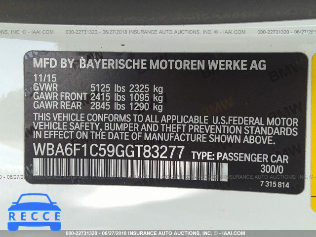 2016 BMW 640 I WBA6F1C59GGT83277 image 8