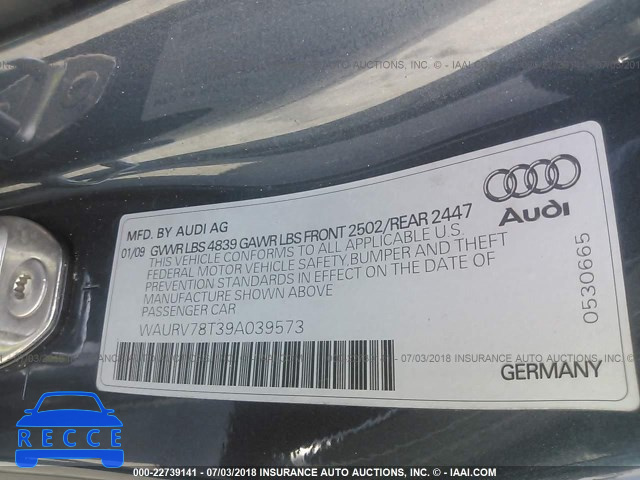 2009 AUDI S5 QUATTRO WAURV78T39A039573 Bild 8