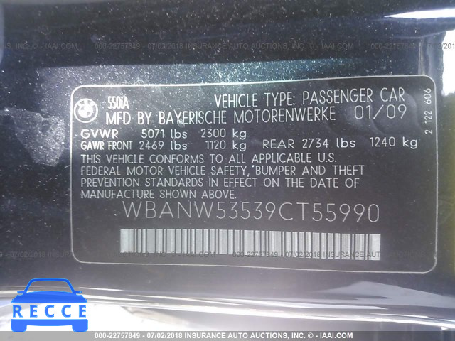 2009 BMW 550 I WBANW53539CT55990 image 8