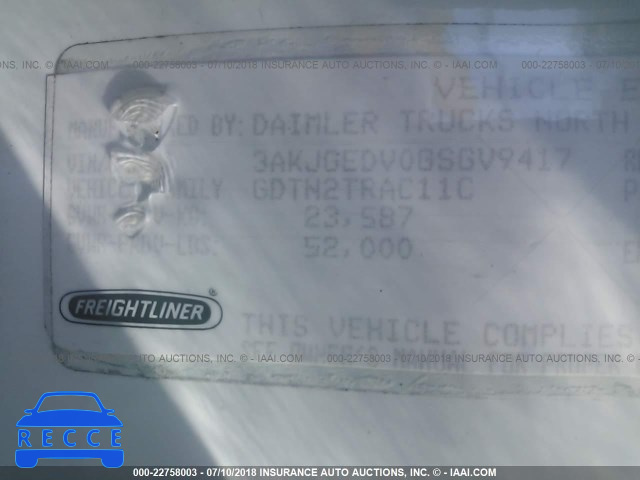 2016 FREIGHTLINER CASCADIA 125 3AKJGEDV0GSGV9417 image 9