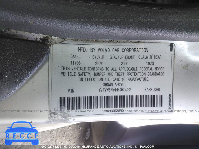 2004 VOLVO V40 1.9T YV1VW27544F085293 image 8