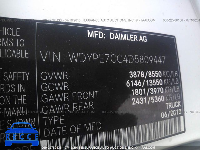 2013 FREIGHTLINER SPRINTER 2500 WDYPE7CC4D5809447 зображення 9