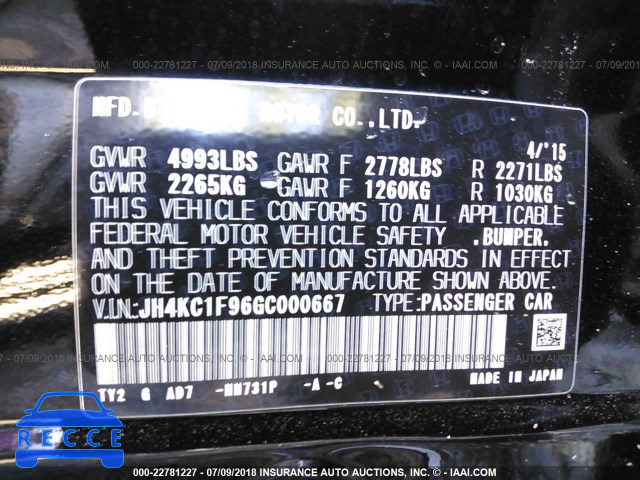 2016 ACURA RLX ADVANCE JH4KC1F96GC000667 image 8