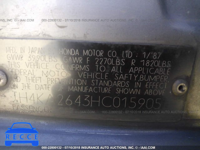 1987 ACURA LEGEND JH4KA2643HC015905 image 8