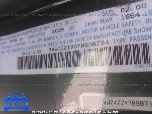 2000 VOLKSWAGEN CABRIO GL 3VWCC21V0YM808784 Bild 8