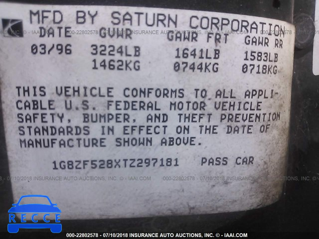 1996 SATURN SL 1G8ZF528XTZ297181 image 6