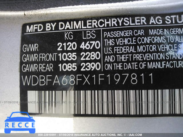 2001 MERCEDES-BENZ SL 500 WDBFA68FX1F197811 image 8