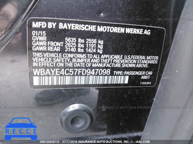 2015 BMW 740 LI WBAYE4C57FD947098 зображення 8