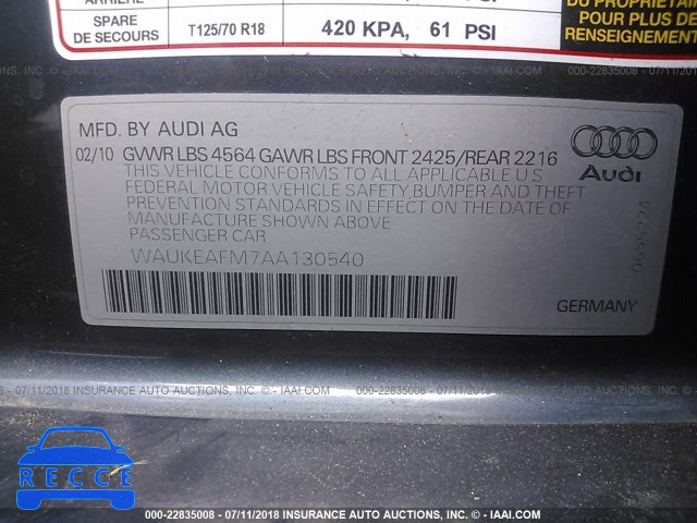 2010 AUDI A3 PREMIUM PLUS WAUKEAFM7AA130540 image 8