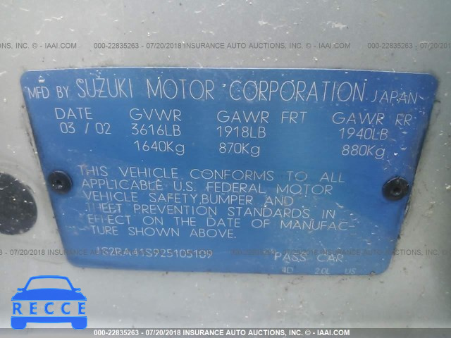 2002 SUZUKI AERIO S/GS JS2RA41S925105109 image 7