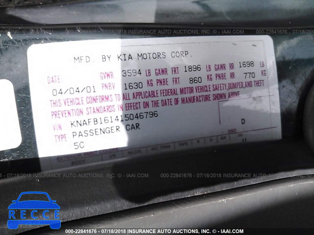 2001 KIA SPECTRA GS/GSX KNAFB161415046796 image 8