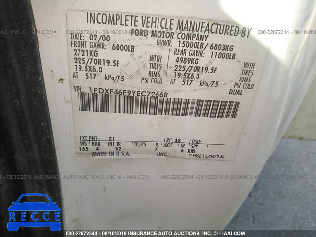 2000 FORD F450 SUPER DUTY 1FDXF46F9YEC72668 image 9