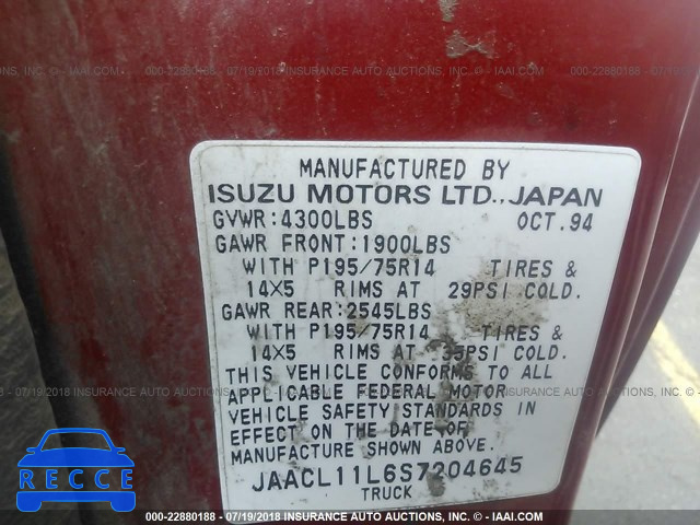 1995 ISUZU CONVENTIONAL SHORT BED JAACL11L6S7204645 image 8