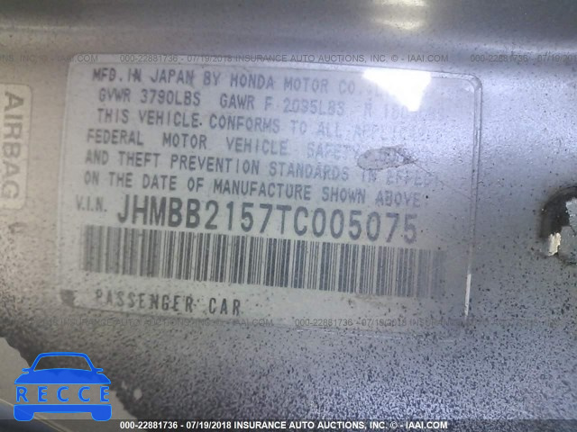 1996 HONDA PRELUDE SI/SR JHMBB2157TC005075 image 8