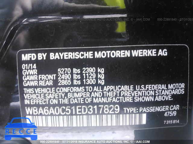 2014 BMW 640 I/GRAN COUPE WBA6A0C51ED317829 зображення 8