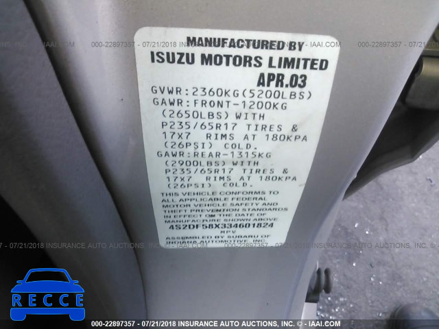 2003 ISUZU AXIOM XS 4S2DF58X334601824 Bild 8