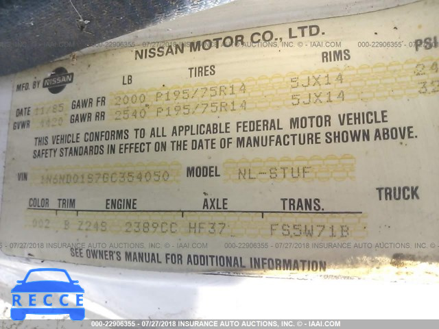1986 NISSAN 720 1N6ND01S7GC354050 image 8