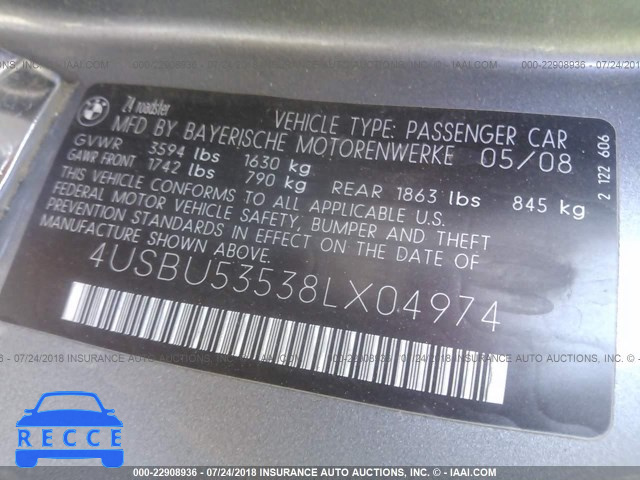 2008 BMW Z4 3.0SI 4USBU53538LX04974 зображення 8