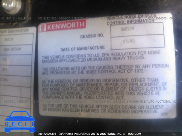 2001 KENWORTH CONSTRUCTIONON T800 1NKDXBEX91R868234 image 9