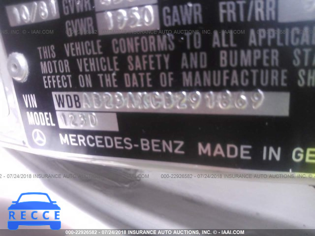 1982 MERCEDES-BENZ 240 D WDBAB23AXCB291869 image 8