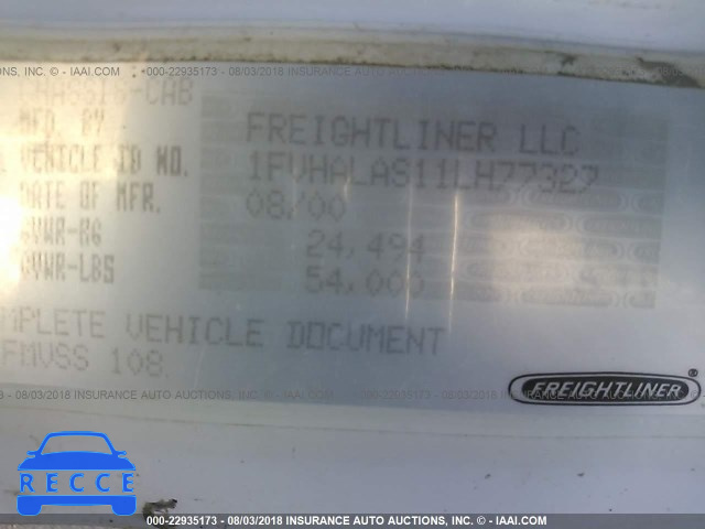 2001 FREIGHTLINER CONVENTIONAL FLD120 1FVHALAS11LH77327 image 9