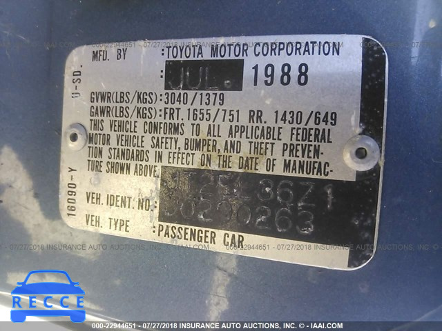 1988 TOYOTA TERCEL EZ JT2EL36Z1J0290263 image 8