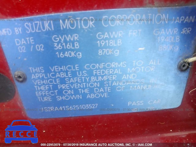 2002 SUZUKI AERIO S/GS JS2RA41S625103527 Bild 8