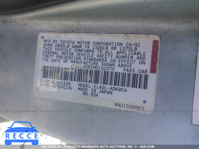 1991 TOYOTA TERCEL STD JT2EL46B2M0102279 зображення 8